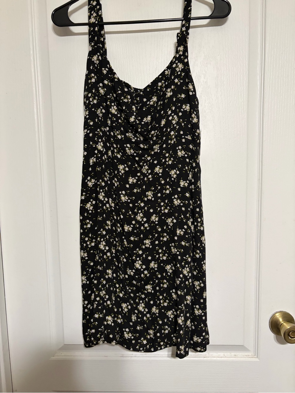 Old navy Black Mini Slip Dress with Ivory Floral Print